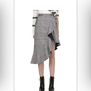 Self-Portrait Asymmetrical Plaid Flounce Skirt in size 0